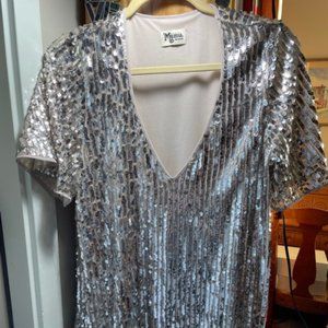 MIU MIU SILVER SEQUIN T-SHIRT DRESS::NYE IS PERFECT NOW!!! SIZE MEDIUM